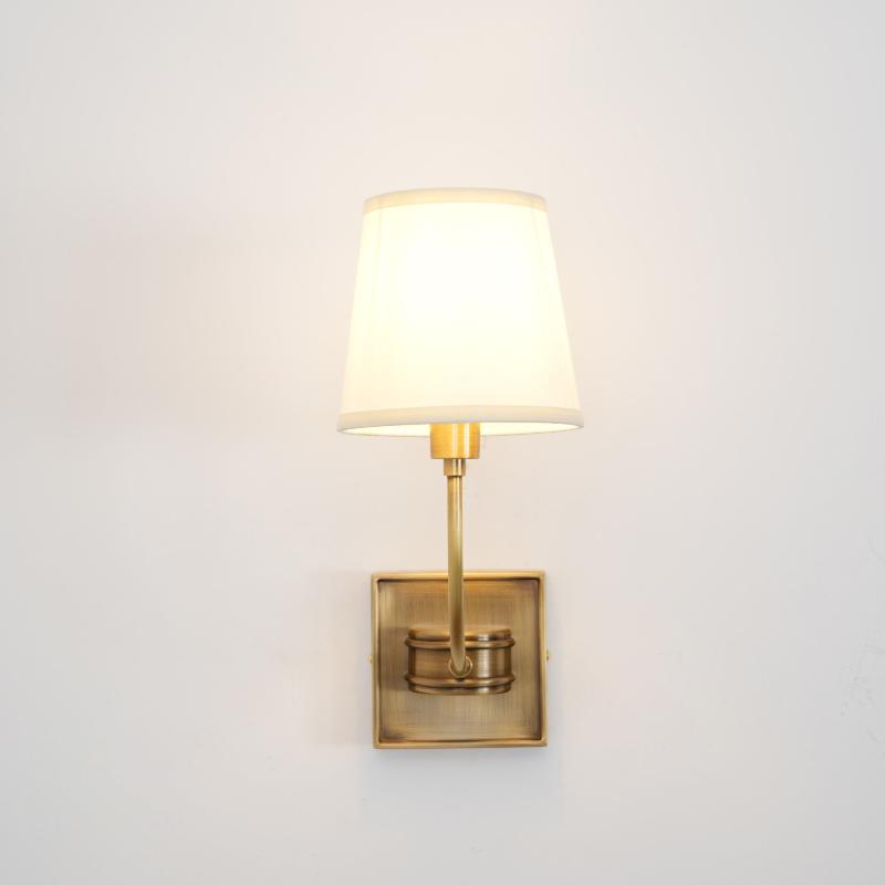 Aurelle Wall Lamp in Black Bronze With White Fabric Shade