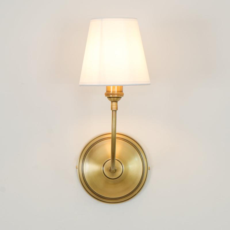 Aurelle Wall Lamp in Black Bronze With White Fabric Shade