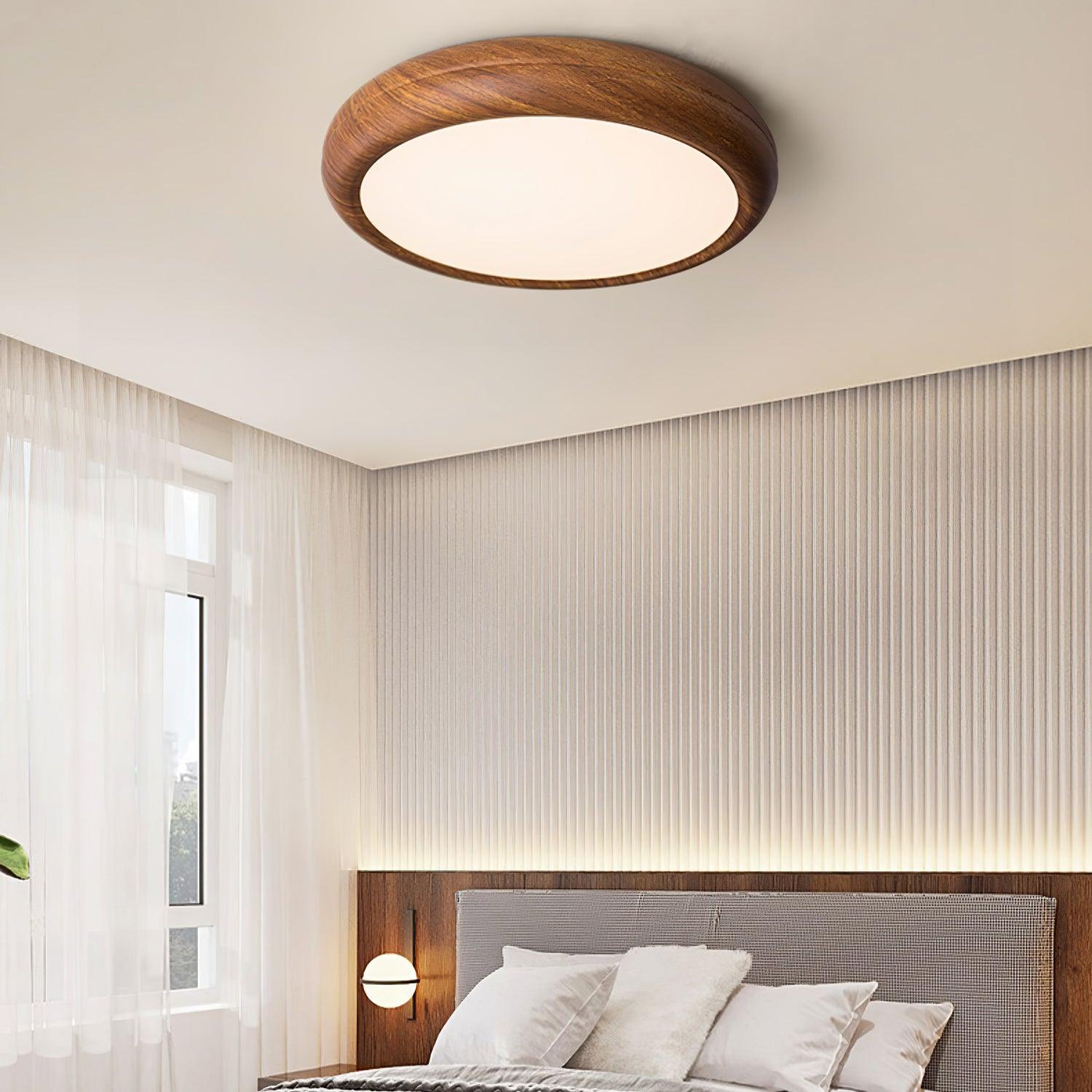Ardena Nordic Wood Grain Round Ceiling Light for Living Rooms