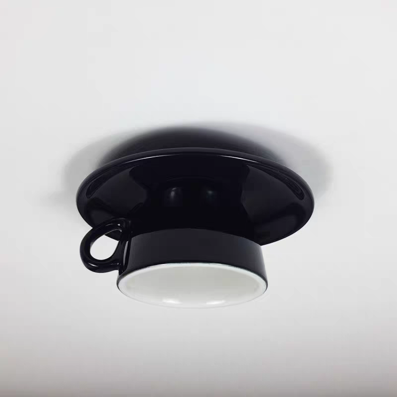 Astra Ceramic Flush Ceiling Light With Coffee Cup Shades