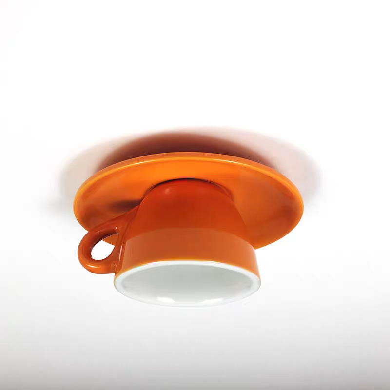 Astra Ceramic Flush Ceiling Light With Coffee Cup Shades