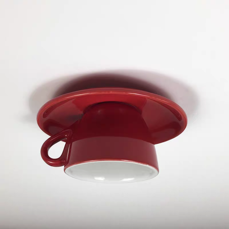 Astra Ceramic Flush Ceiling Light With Coffee Cup Shades