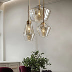Astra Diamond Glass Pendant Light In Clear Or Amber