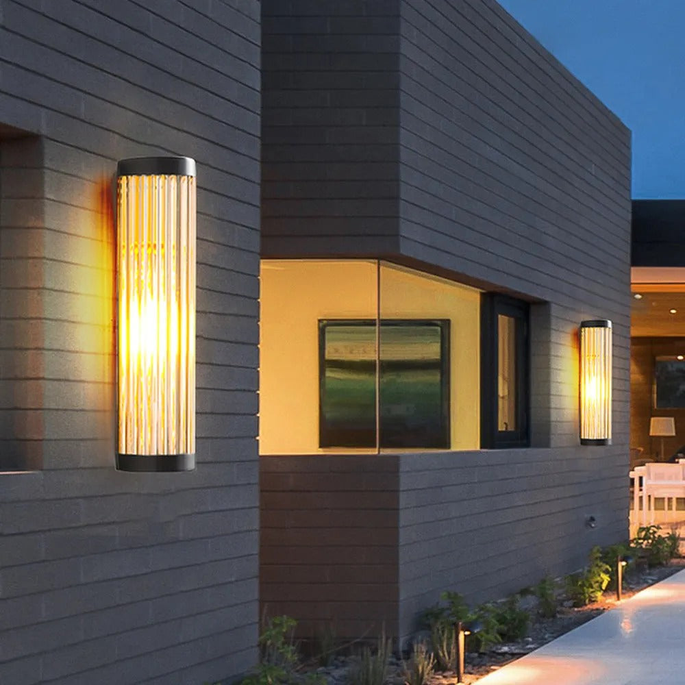 Nyra Modern Semi-Cylindrical Outdoor Wall Light Metal and Glass Black Finish